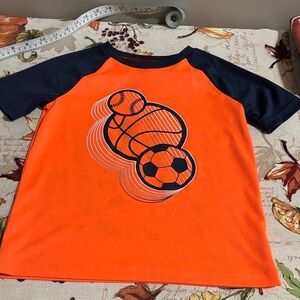 2/$4 Jumping Beans Orange and Navy Sports Graphic Tee